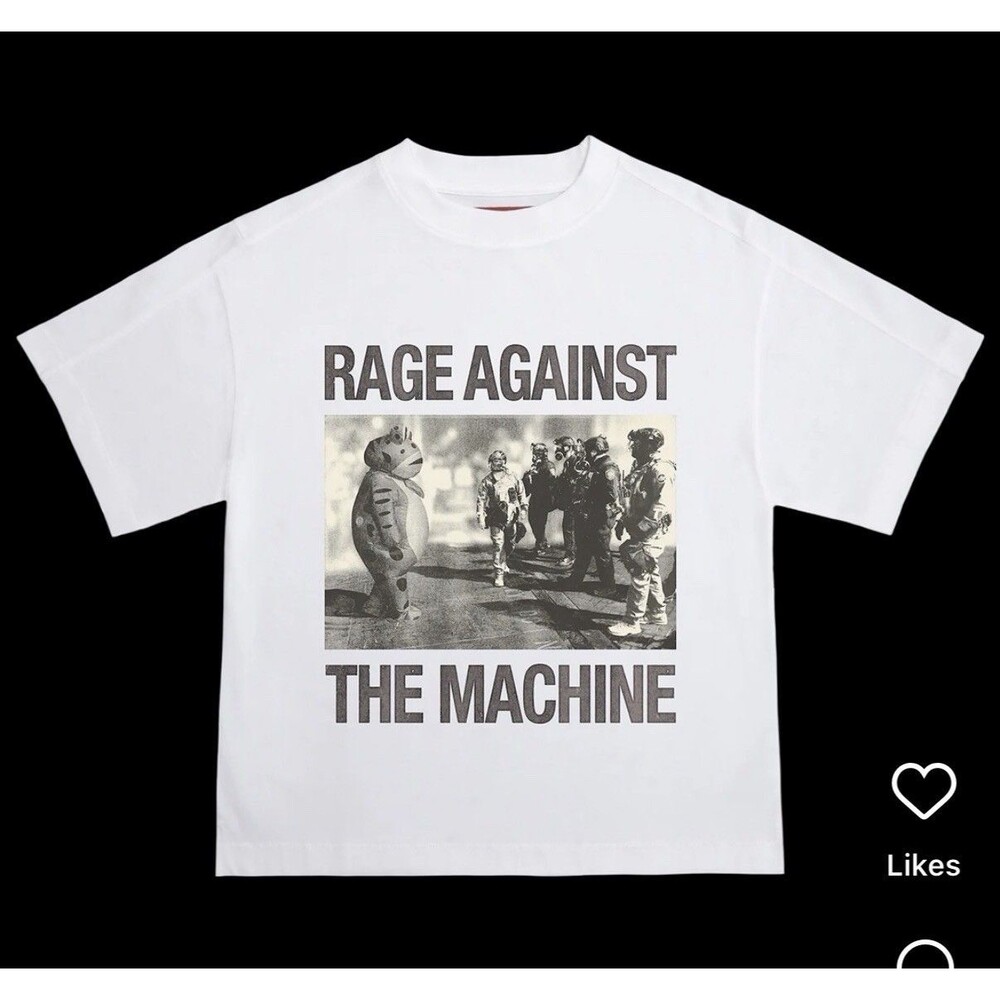 chnge x theantifascistfrog Rage Against The Machine White Tee 2XL